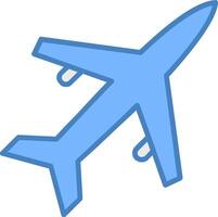 Old Plane Line Filled Blue Icon vector