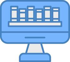 OnLine Filled Blue Library Line Filled Blue Icon vector