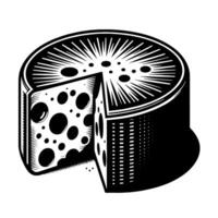 Black and White Illustration of a traditional Swiss Cheese vector