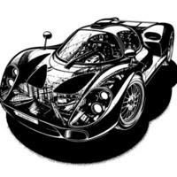 black and white illustration of a Hypercar Sports Car vector