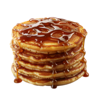 Delicious caramel glazed pancakes stack on isolated transparent background png