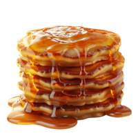 Delicious caramel glazed pancakes stack on isolated transparent background png