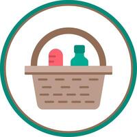 Picnic Basket Flat Circle Icon vector