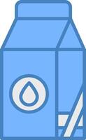 Leche línea lleno azul icono vector