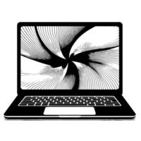 Black and White Illustration of a laptop vector