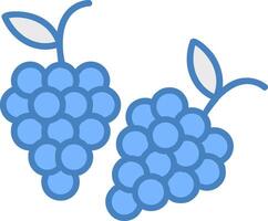 uvas línea lleno azul icono vector