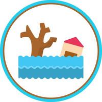 Flood Flat Circle Icon vector