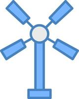 Windmill Line Filled Blue Icon vector