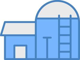 Silo Line Filled Blue Icon vector