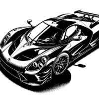 black and white illustration of a Hypercar Sports Car vector