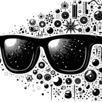 negro y blanco ilustración de moderno negro Gafas de sol vector