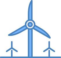 Turbine Energy Line Filled Blue Icon vector