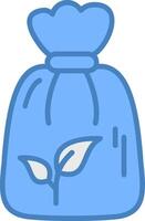 Bio Garbage Bag Line Filled Blue Icon vector