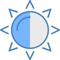 Sun Line Filled Blue Icon vector