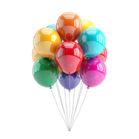 Group of color glossy helium balloons on isolated transparent background png