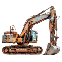 Track excavator on isolated transparent background png