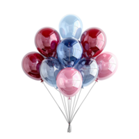 Group of color glossy helium balloons on isolated transparent background png