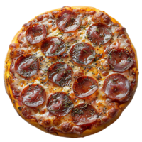 Pepperoni pizza on isolated transparent background png