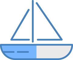 navegación barco línea lleno azul icono vector