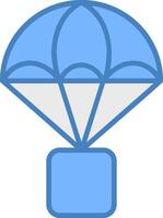 paracaídas línea lleno azul icono vector