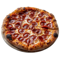 Pepperoni pizza on isolated transparent background png