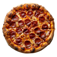 Pepperoni pizza on isolated transparent background png