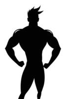 silhouette of fitness model posing vector