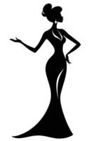 elegance woman model side view silhouette vector
