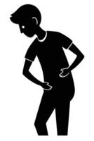 Stomachache man silhouette vector