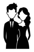 silhouette of happy couple isolated on white background vector