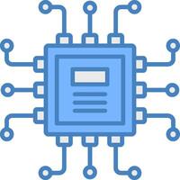 Chip Line Filled Blue Icon vector