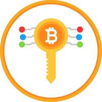 bitcoin llave plano circulo icono vector