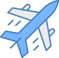 Airplane Line Filled Blue Icon vector