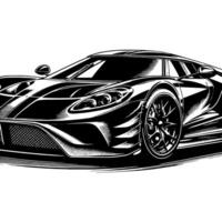 black and white illustration of a Hypercar Sports Car vector