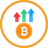 Bitcoin Up Flat Circle Icon vector