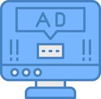 Ad Pop Up Line Filled Blue Icon vector