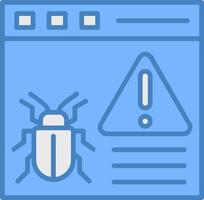 Virus Warning Line Filled Blue Icon vector