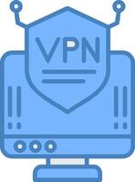 vpn línea lleno azul icono vector