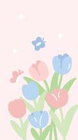 Hand drawn mobile phone wallpaper cute floral pattern vector