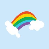 rainbow with clouds illustration on white background vector