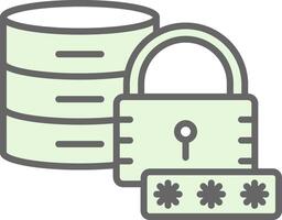 Secured Database Fillay Icon Design vector