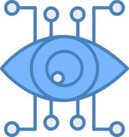 Eye Recognition Line Filled Blue Icon vector