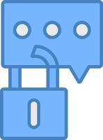 Secure Chat Line Filled Blue Icon vector