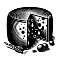 Black and White Illustration of a traditional Swiss Cheese vector