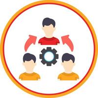 Team Work Flat Circle Icon vector