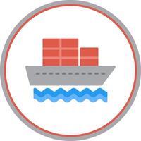 Container Ship Flat Circle Icon vector