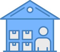 Warehouse Manager Line Filled Blue Icon vector