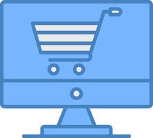 OnLine Filled Blue Shopping Line Filled Blue Icon vector