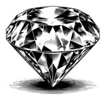 negro y blanco silueta de un perfectamente cortar espumoso solitario diamante piedra preciosa vector