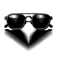 Black and White Illustration of modern black sunglasses vector